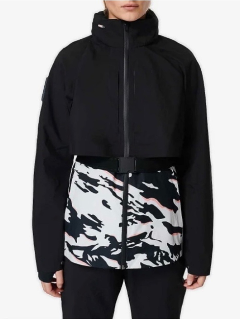 Sweaty Betty Pro Light Ski Jacket Size 10 Waterproof Black Pink Camo New NWT